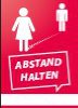 Plakat DIN A4 hoch (210 x 297 mm) einseitig bedruckt mit dem Motiv BITTE ABSTAND HALTEN