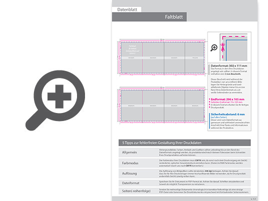 Product Bild faltblatt__gefalzt_auf_din_a7__8-seiter_(zickzackfalz)__beidseitig_bedruckt_(4_4_farbig_+_2_sonderfarben_hks)