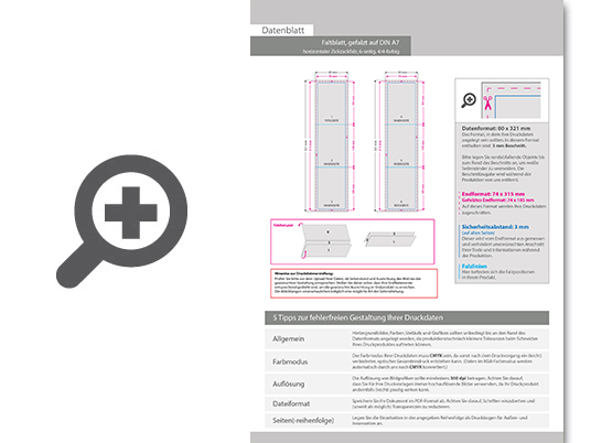 Product Bild faltblatt__gefalzt_auf_din_a7__horizontaler_zickzackfalz__6-seitig