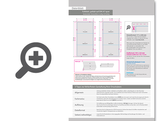 Product Bild faltblatt__gefalzt_auf_din_a7_quer__horizontaler_zickzackfalz__6-seitig